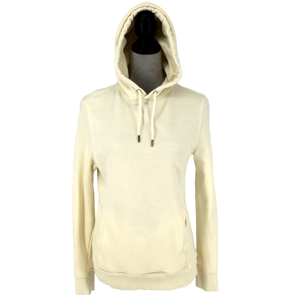 H&M Top Womens XS Ivory Sweatshirt Hoodie Pouch Pocket Pullover Drawstring - Picture 1 of 14